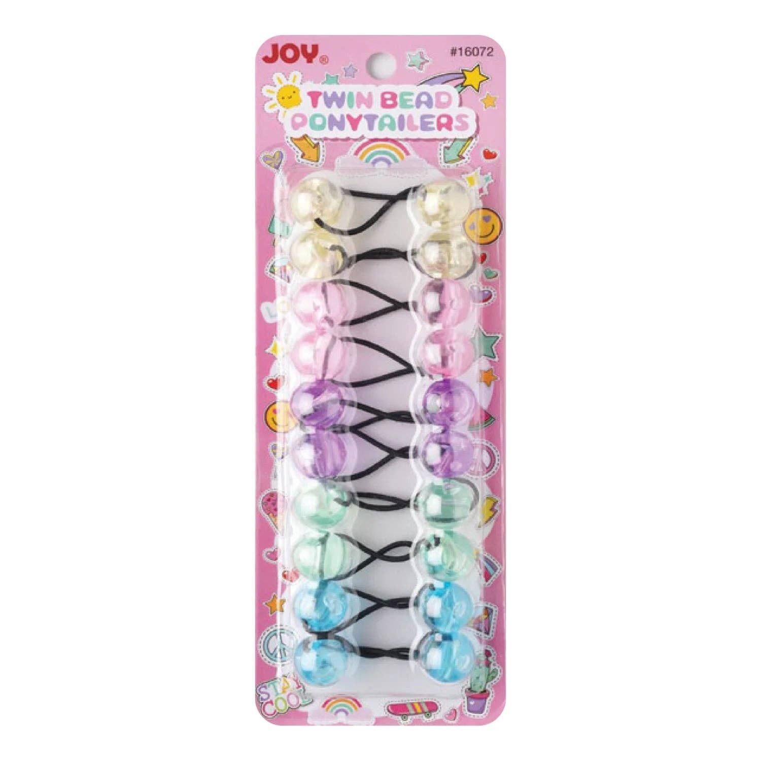 Joy Twin Beads Ponytailers 10Ct Clear Pastel